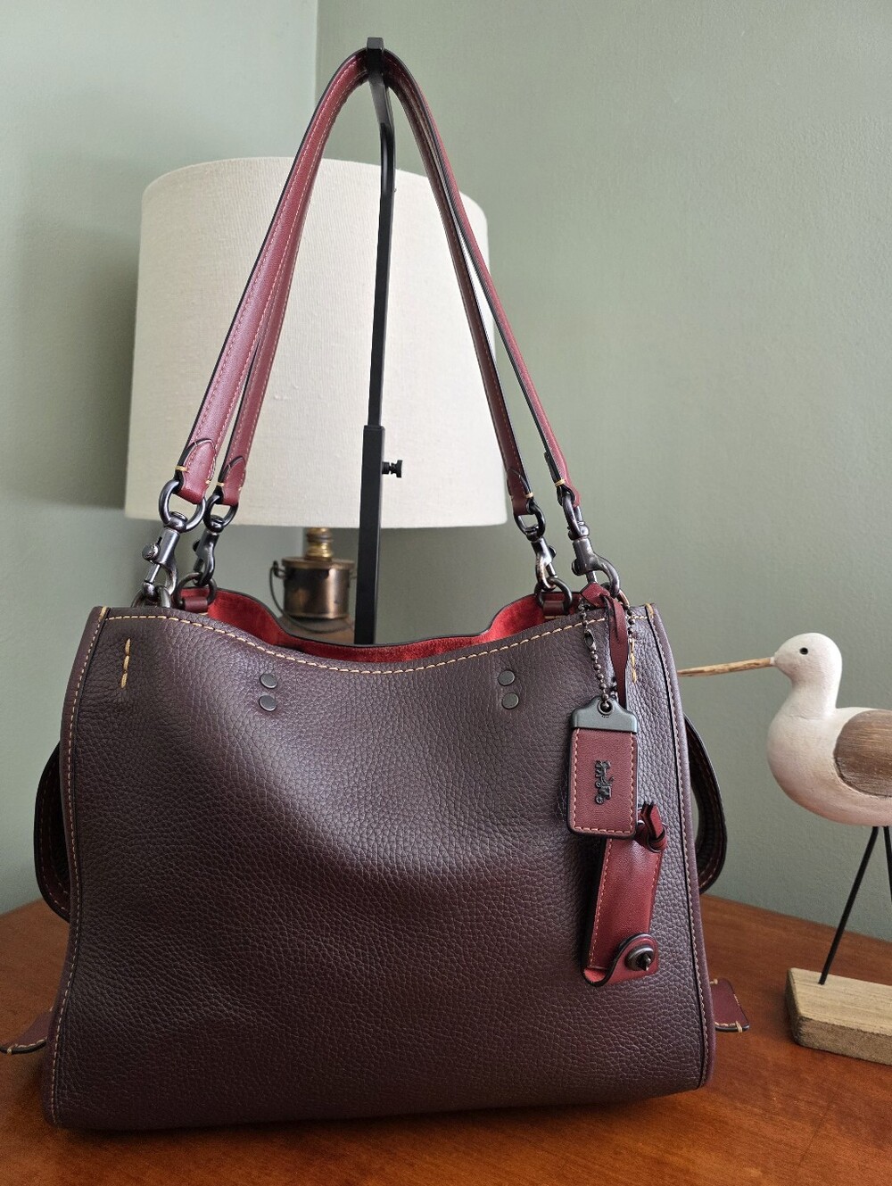 Coach 1941 Rogue 30 38124 Satchel Oxblood Pebbled Leather Bag